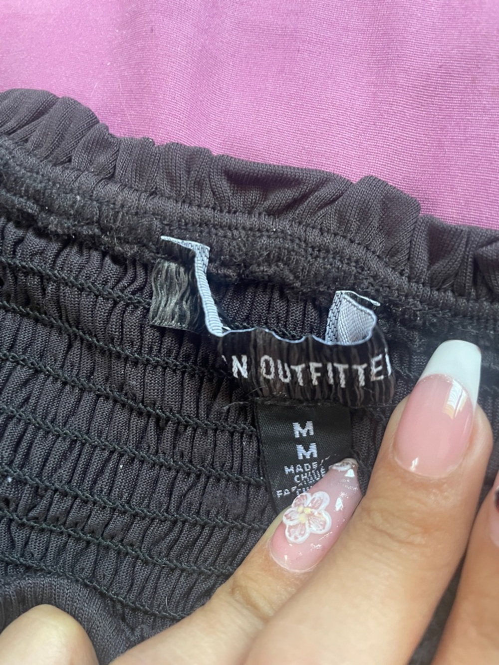Urban Outfitters Black Smocked Top with Spaghetti Straps - Picture 2 of 7